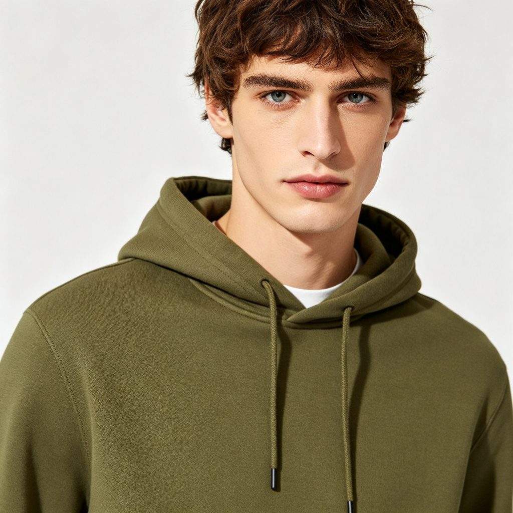 Olive Green Hooded Sweatshirt - Image 4