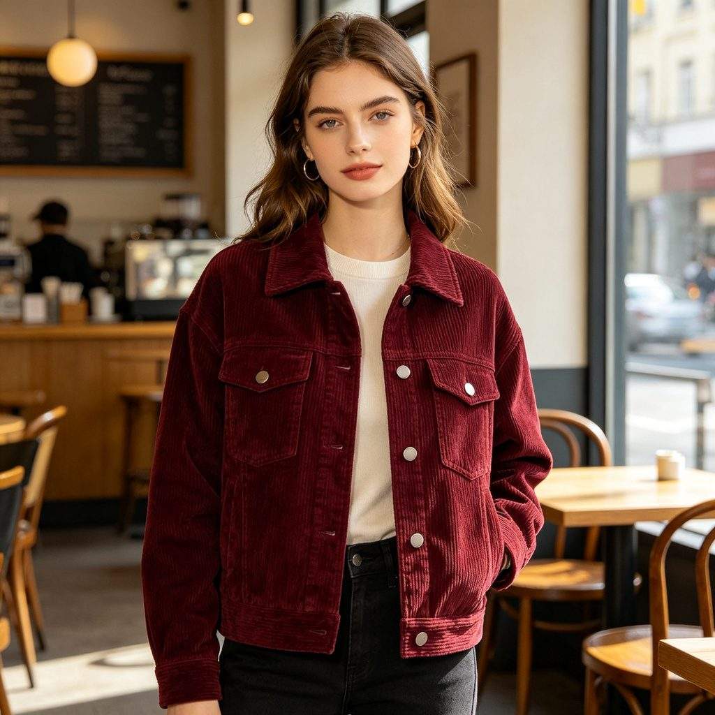 Burgundy Corduroy Jacket - Image 4