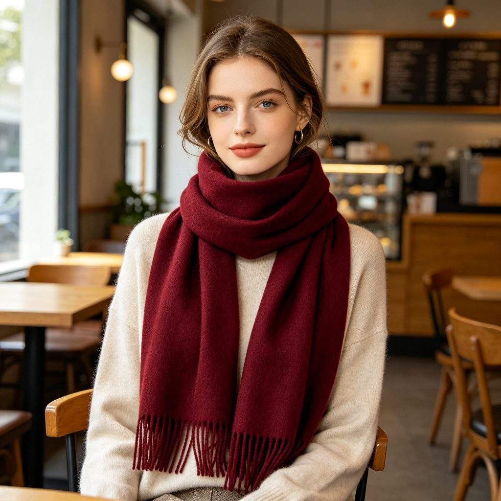 Burgundy Crew Neck Knitted Sweater - Image 4