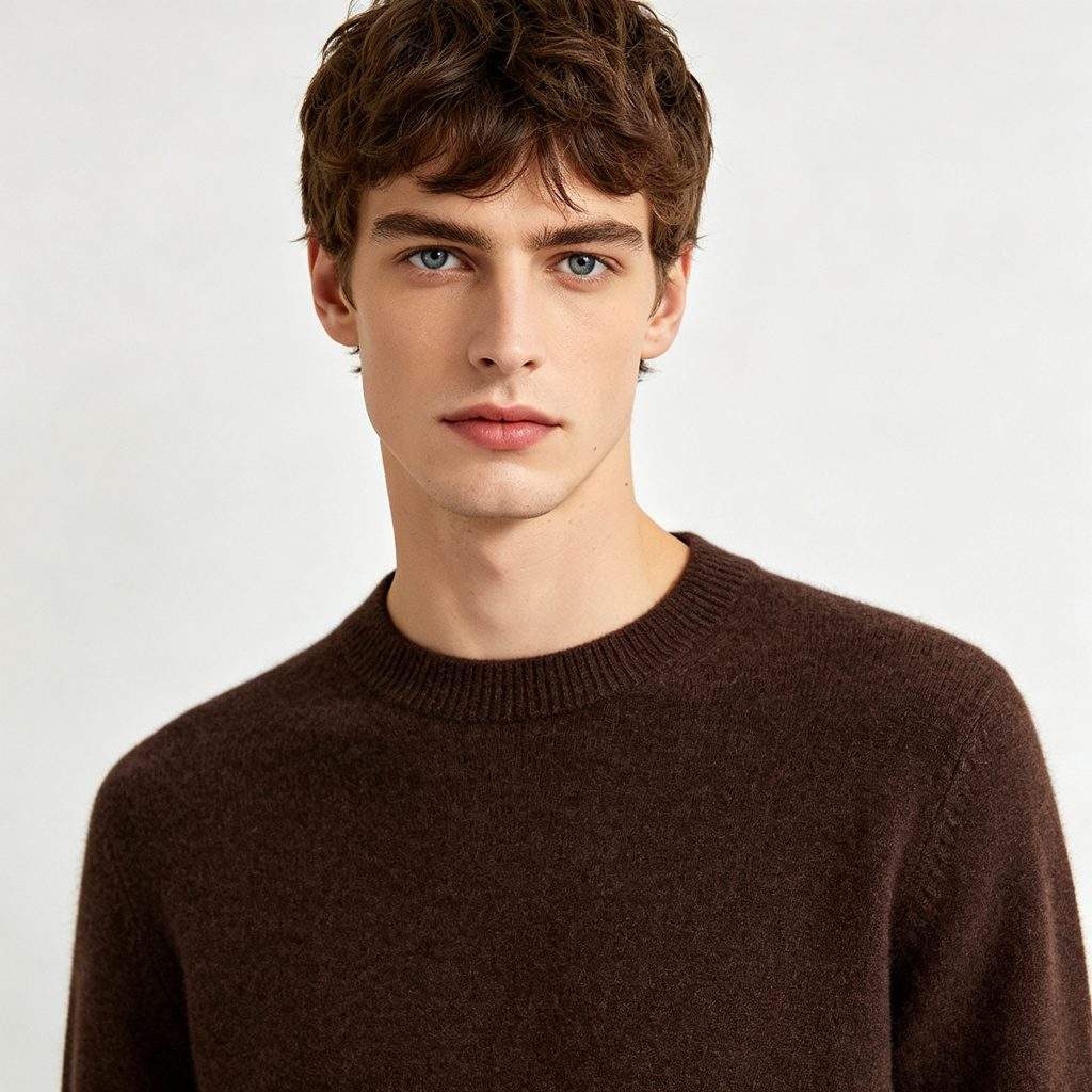 Dark Brown Crew Neck Knitted Sweater - Image 4