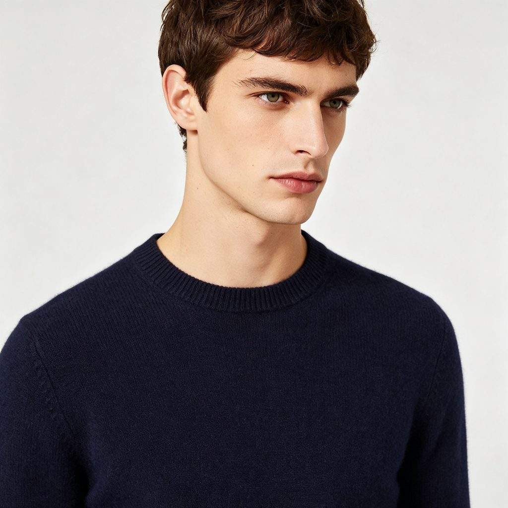 Navy Crew Neck Knitted Sweater - Image 4