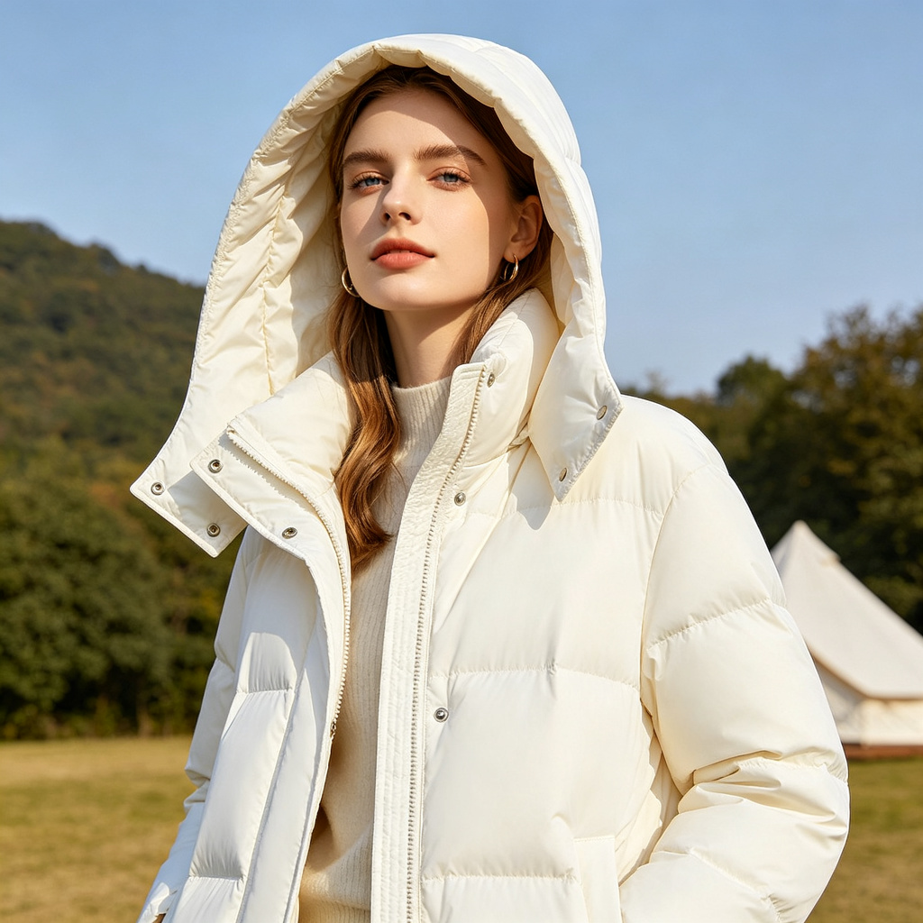 White Hooded Down Jacket - Image 4