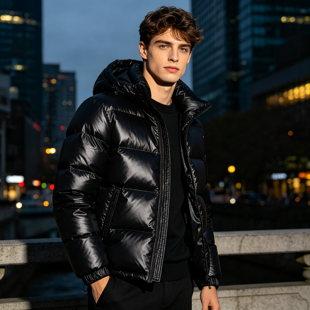 Black Glossy Down Jacket - Image 4