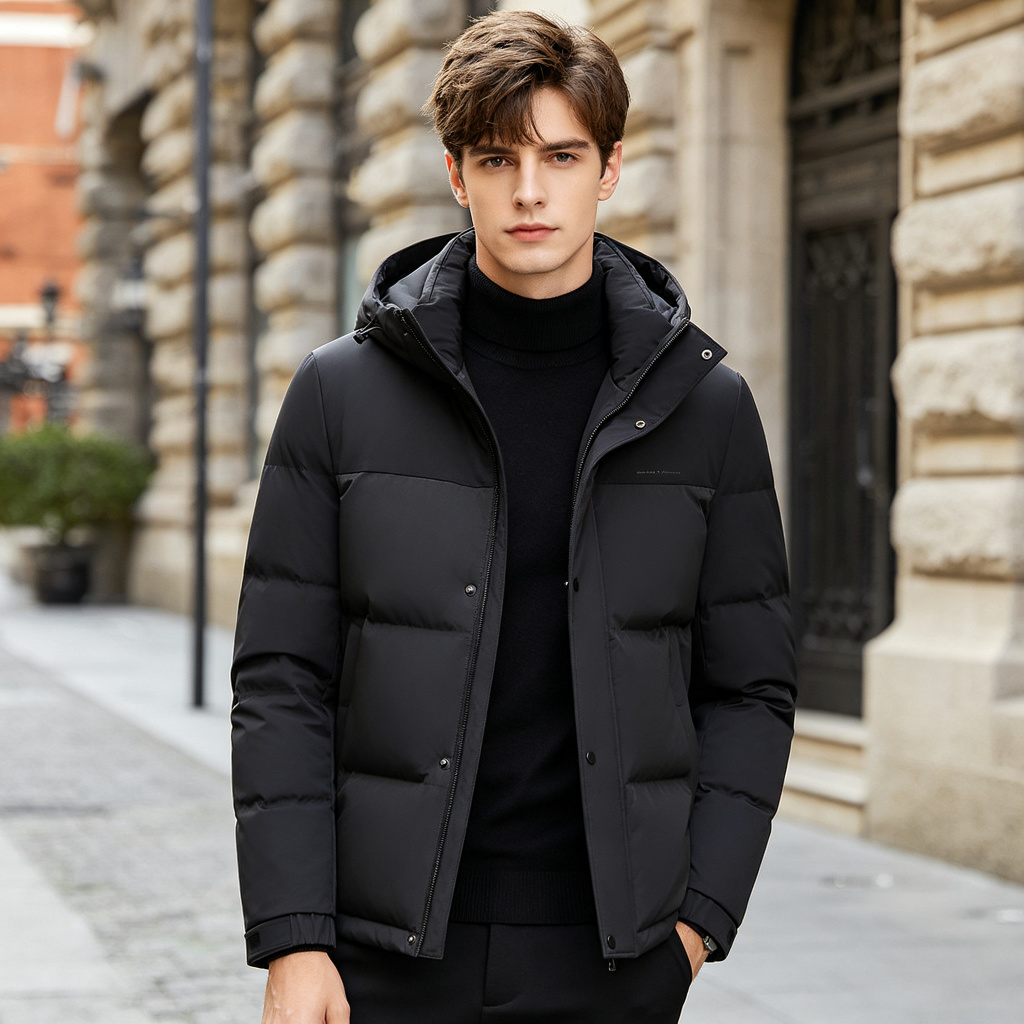 Black Panel Down Jacket - Image 4