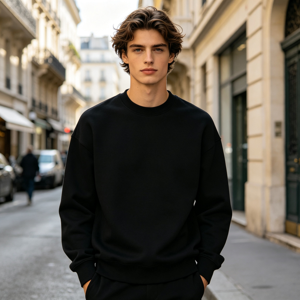 Black Minimalist Crewneck Sweatshirt - Image 4