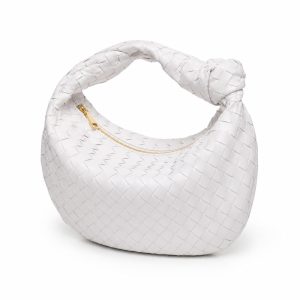 White Woven Crescent Hobo Bag - View 1