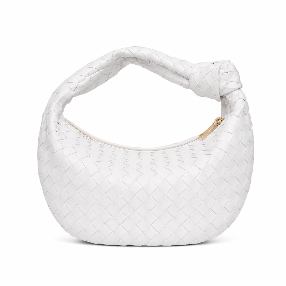 White Woven Crescent Hobo Bag - View 2