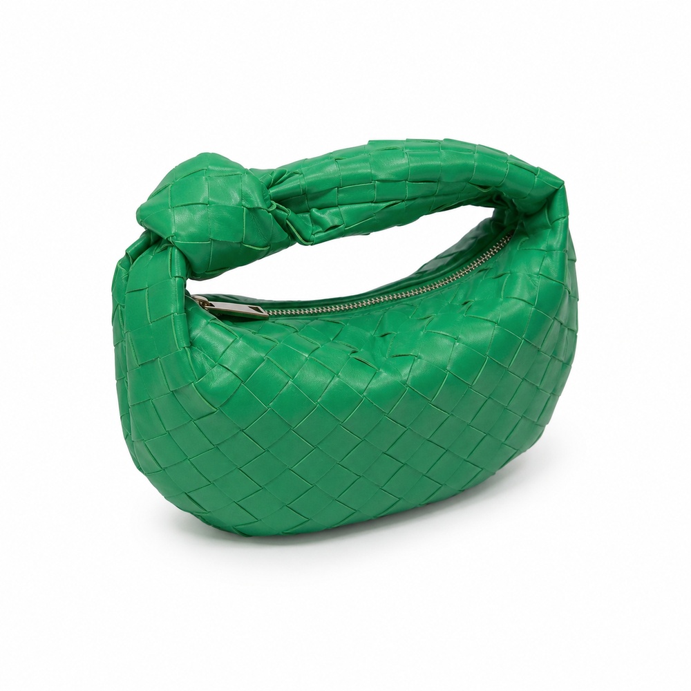 Green Mini Woven Crescent Bag - View 1