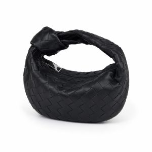 Black Mini Woven Crescent Bag - View 1