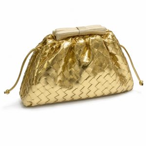 Metallic Gold Woven Pouch Bag - View 1