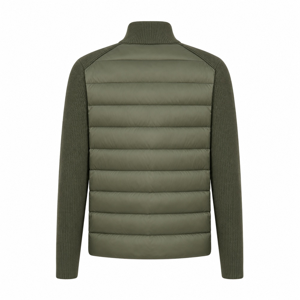 Olive Knit-Sleeve Hybrid Down Jacket - View 3