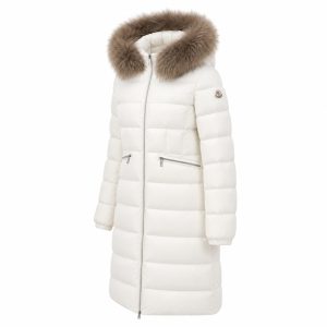 Ivory Fur-Trim Long Down Coat - View 1