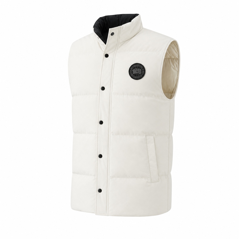 Ivory Stand-Collar Down Vest - View 1