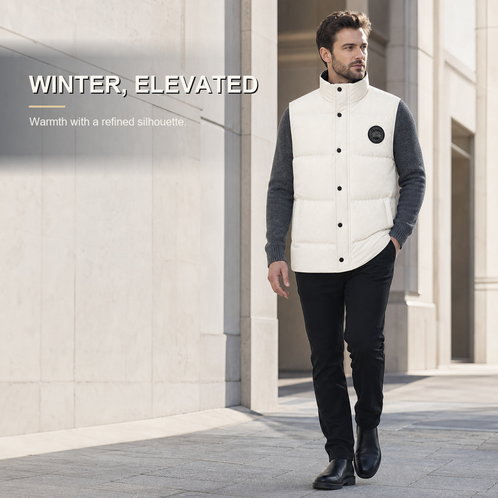 Ivory Stand-Collar Down Vest - View 5
