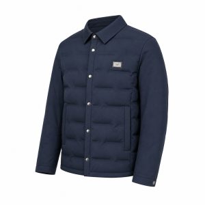 Deep Navy Shirt-Collar Lightweight Down Jacket - View 1