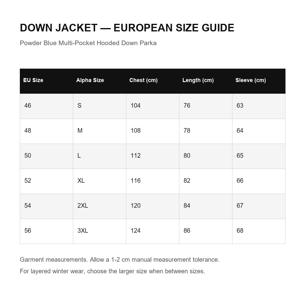 Powder Blue Multi-Pocket Hooded Down Parka - View 4