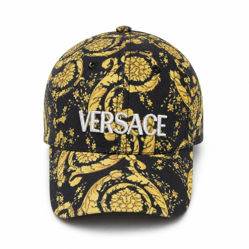 Black and Gold Baroque Print Baseball Cap - View 1