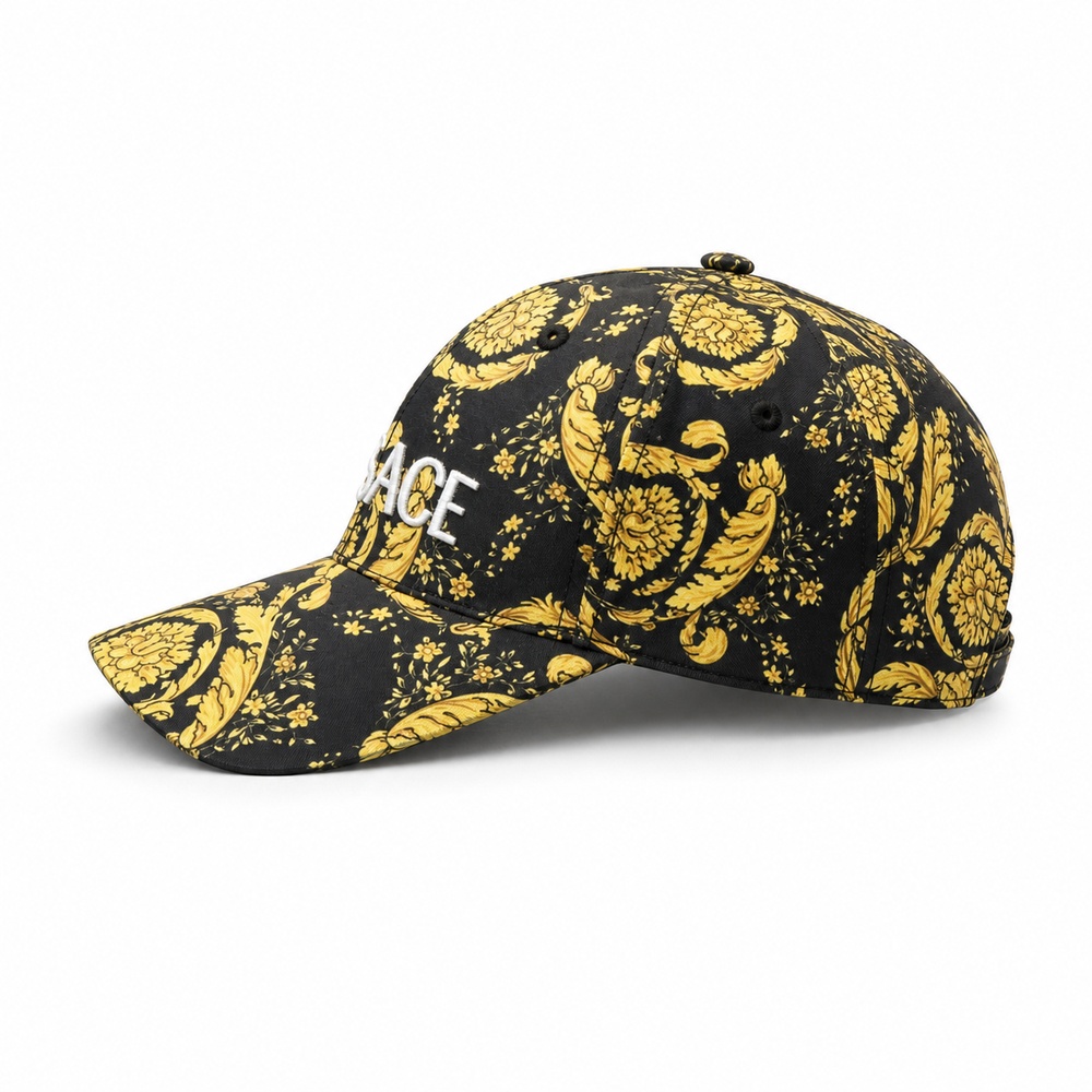 Black and Gold Baroque Print Baseball Cap - View 2