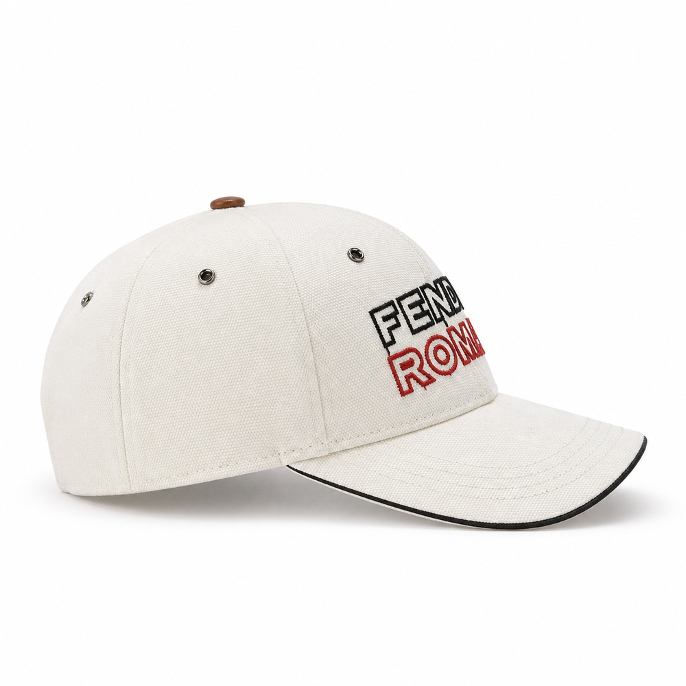Ivory Embroidered Canvas Baseball Cap - View 2