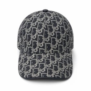 Black and Gray Patterned Jacquard Cap - View 1