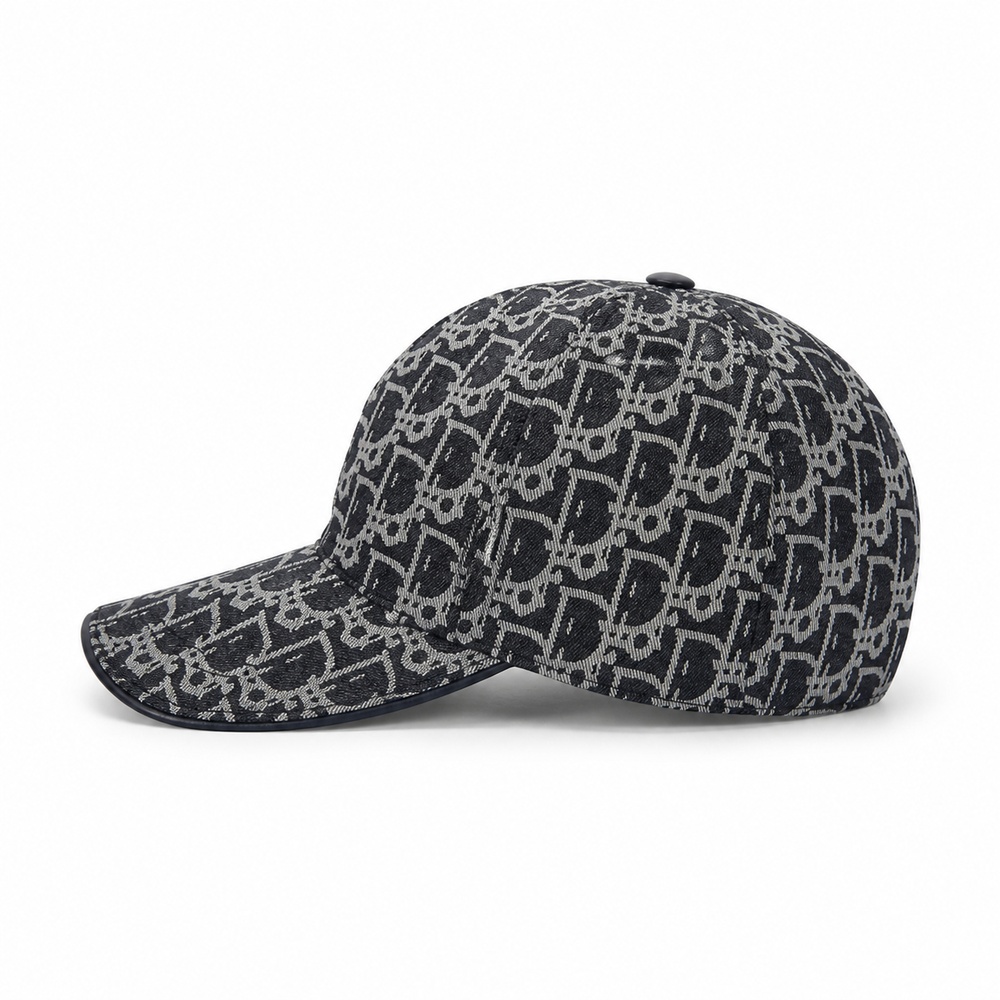 Black and Gray Patterned Jacquard Cap - View 2