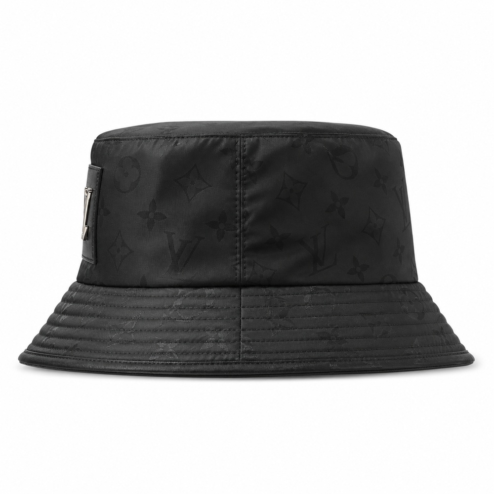 Black Patterned Patch Bucket Hat - View 2