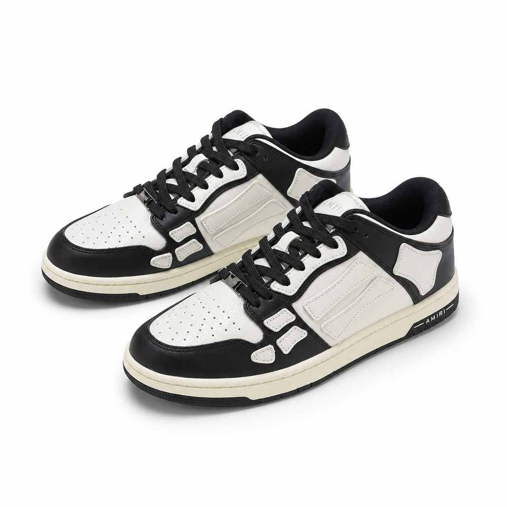 Black and Ivory Panel Low-Top Sneakers - View 1