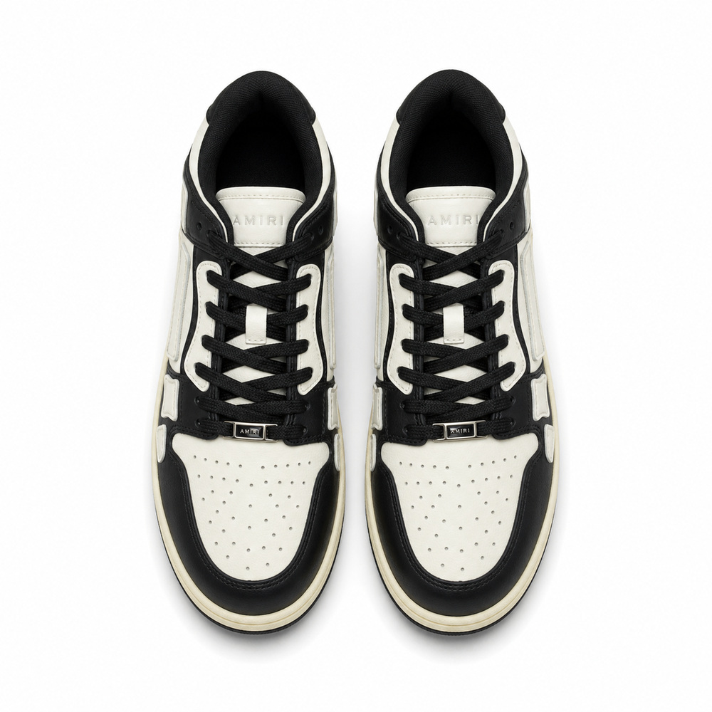 Black and Ivory Panel Low-Top Sneakers - View 2