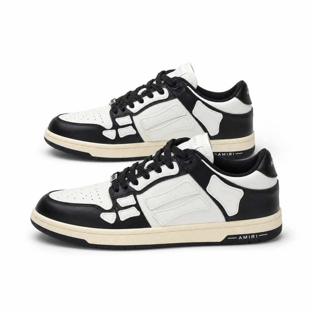 Black and Ivory Panel Low-Top Sneakers - View 3