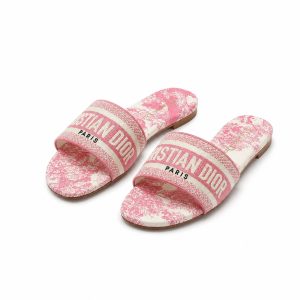 Pink Printed Flat Slides - View 1