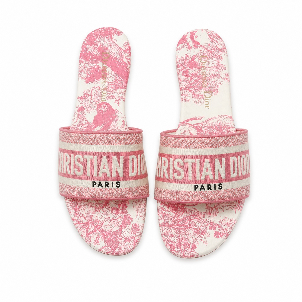 Pink Printed Flat Slides - View 2