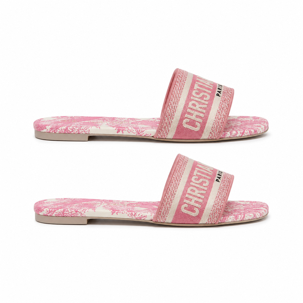 Pink Printed Flat Slides - View 3
