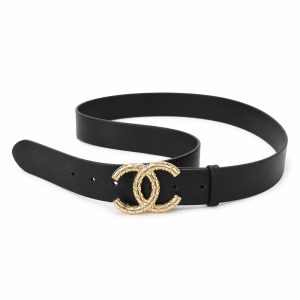 Black Gold Textured Buckle Belt, 30mm - View 1