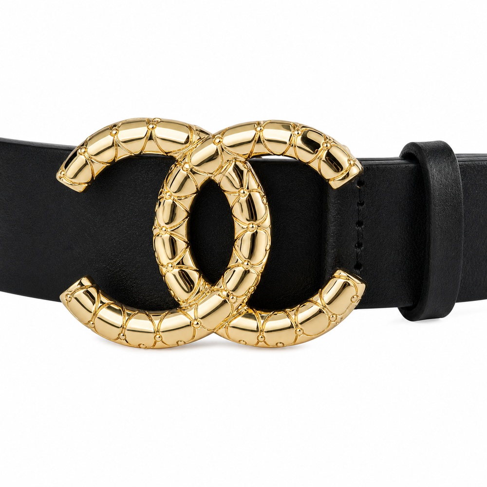 Black Gold Textured Buckle Belt, 30mm - View 2