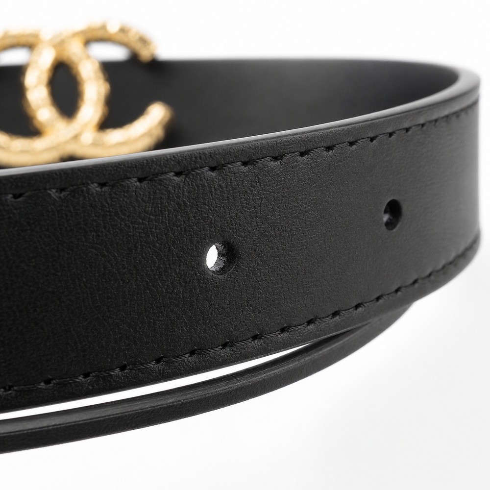 Black Gold Textured Buckle Belt, 30mm - View 3
