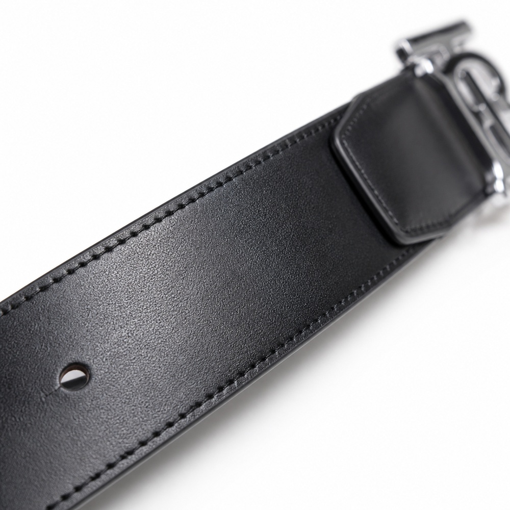 Black Silver Patterned Buckle Belt, 35mm - View 3