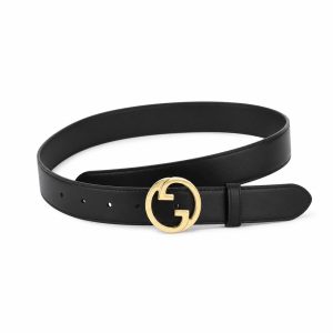 Black Gold Interlocking Buckle Belt, 30mm - View 1
