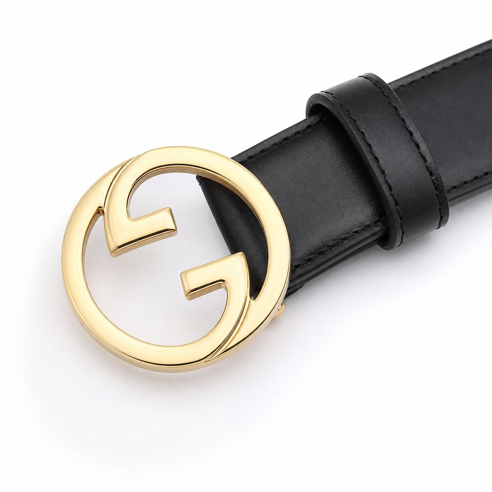 Black Gold Interlocking Buckle Belt, 30mm - View 2