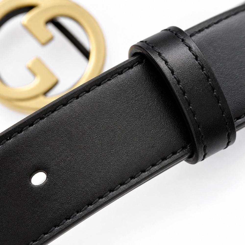 Black Gold Interlocking Buckle Belt, 30mm - View 3