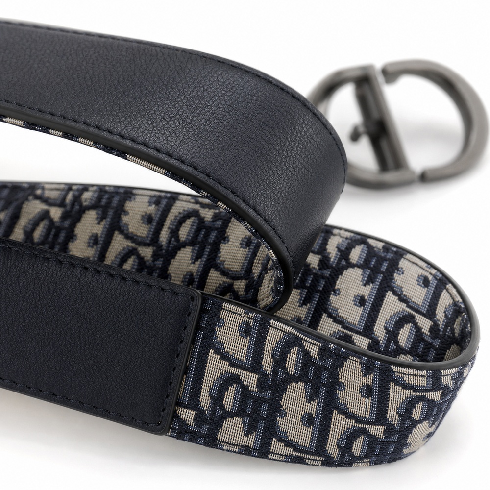 Reversible Black and Navy Patterned Belt, 30mm - View 3