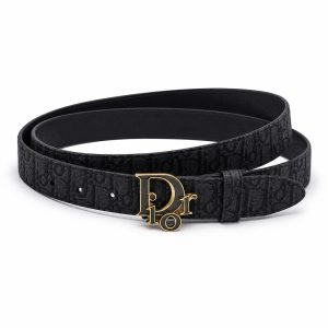 Black Patterned Letter-Detail Buckle Belt, 35mm - View 1