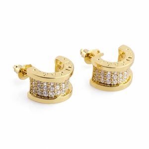 Gold Crystal Arc Earrings - View 1