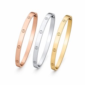 Three-Tone Slim Screw Bracelet Set - View 1