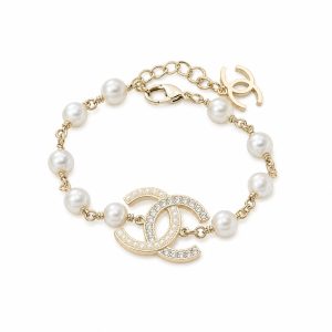 Pearl Chain Geometric Charm Bracelet - View 1