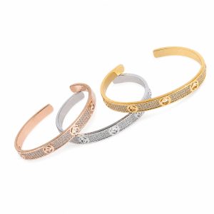 Three-Tone Crystal Slim Bracelet Set - View 1
