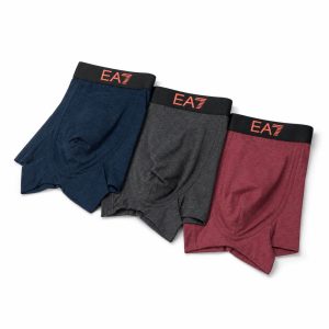 Navy Charcoal and Burgundy Three-Pack Boxer Briefs - View 1