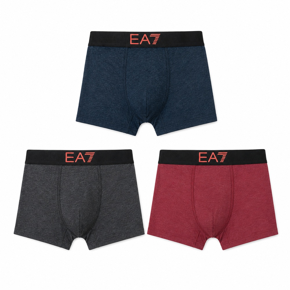 Navy Charcoal and Burgundy Three-Pack Boxer Briefs - View 2
