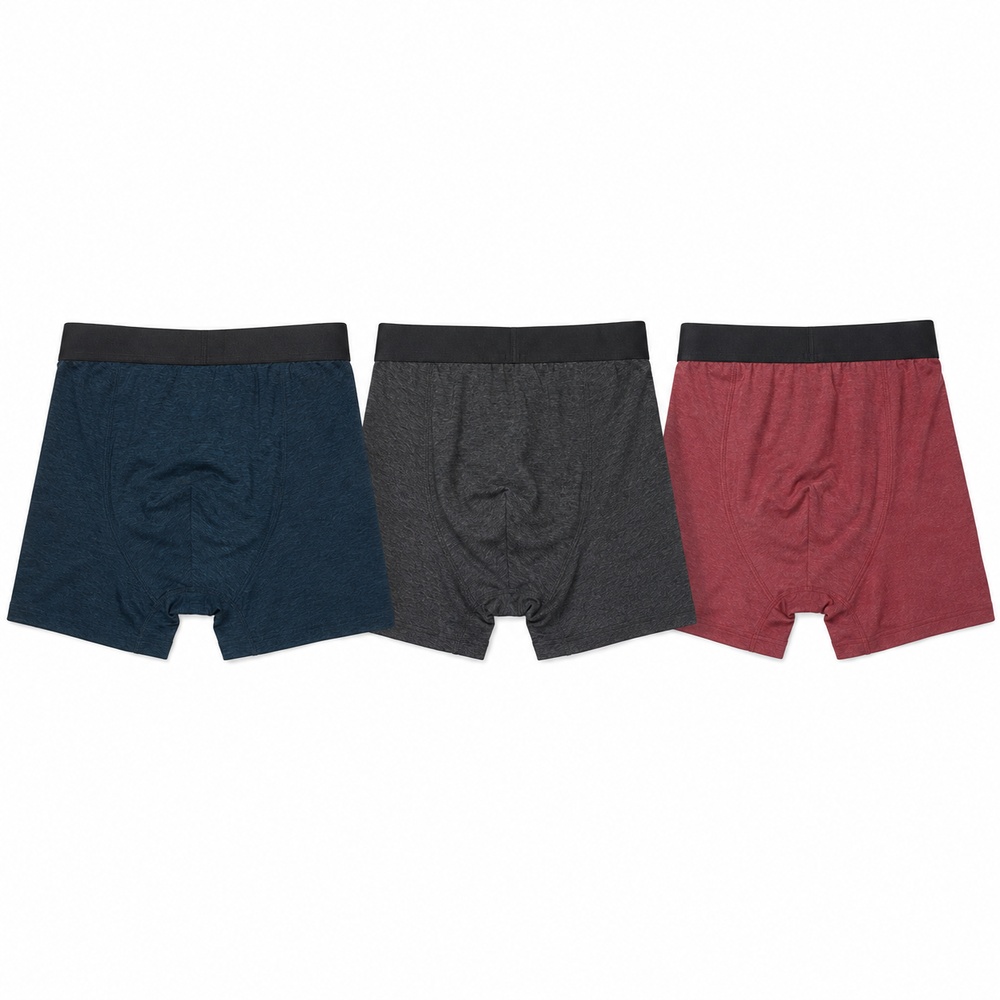 Navy Charcoal and Burgundy Three-Pack Boxer Briefs - View 3