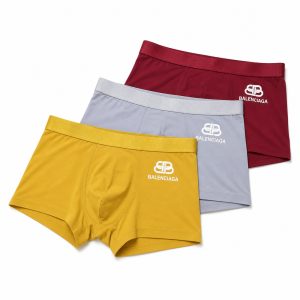 Mustard Gray and Burgundy Three-Pack Boxer Briefs - View 1