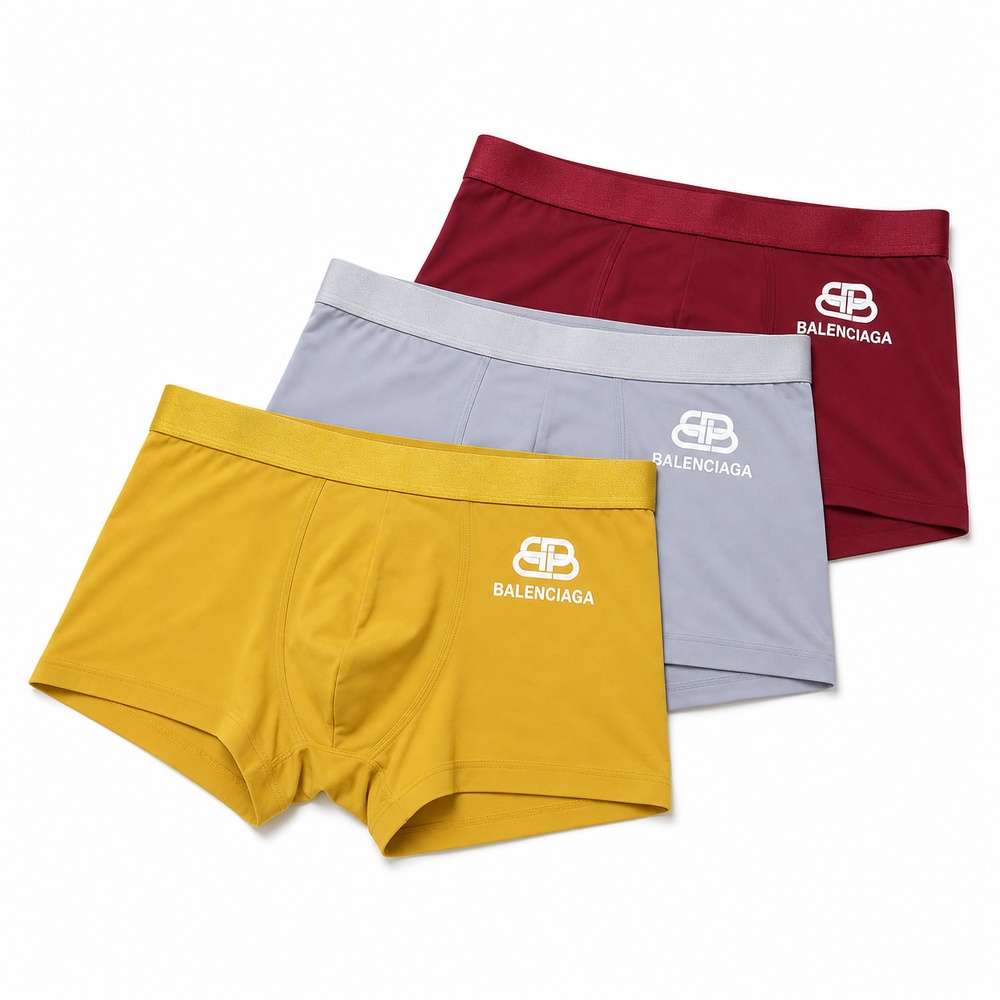 Mustard Gray and Burgundy Three-Pack Boxer Briefs - View 1